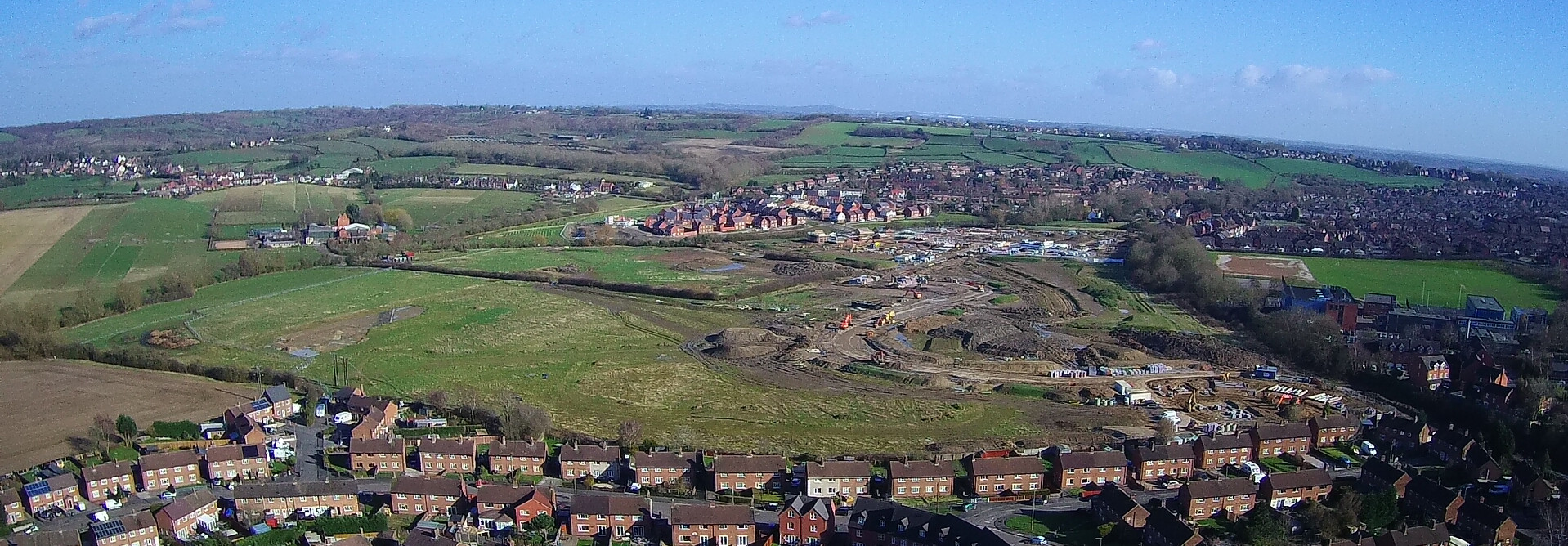 An aerial view of Hartshorne Village taken from Church Street